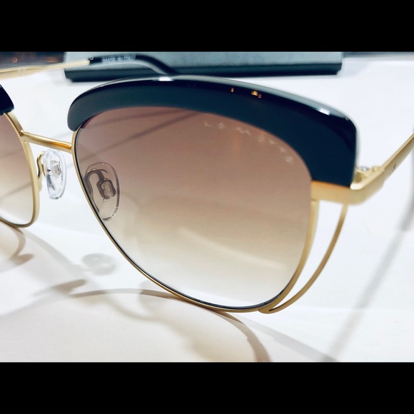 La Matta Sunglasses Black w/Gold Metal; Brown Lens - Picture 6 of 8